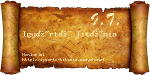 Igyártó Titánia névjegykártya